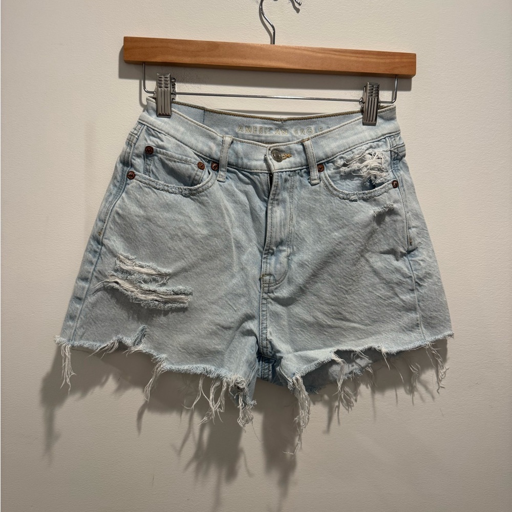 American Eagle High Rise Boyfriend Distressed Shorts